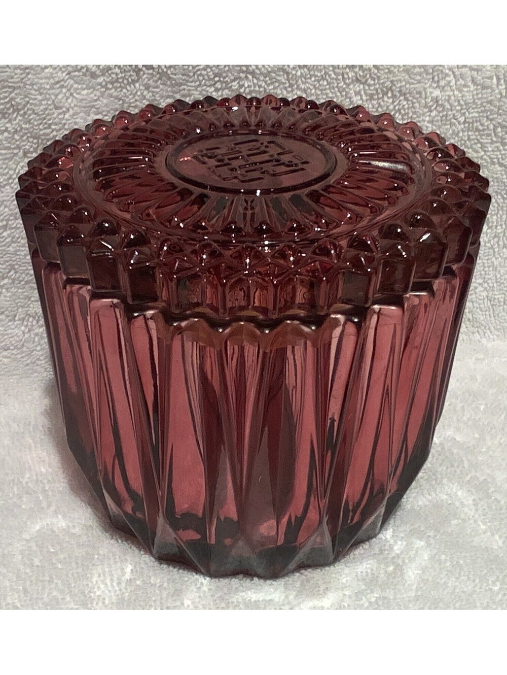 Harry Slatkin Homeworx Ruby Colored Empty Glass Candle Jar with Lid